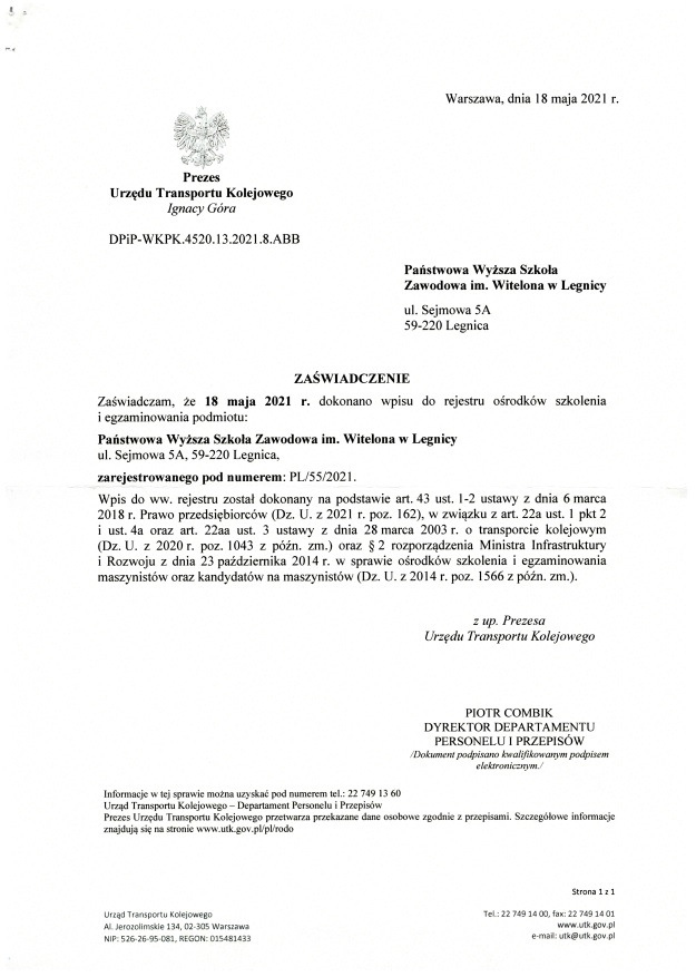 OŚRODEK SZKOLENIA MASZYNISTÓW